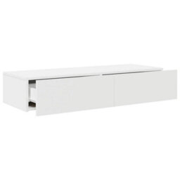 Berkfield Wall Shelf With Drawers White 100X36X19 Cm Engineered Wood - thumbnail 7