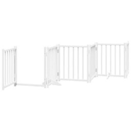 Walplus White Dog Gate With Door Foldable 9 Panels 450 Cm Poplar Wood - thumbnail 5