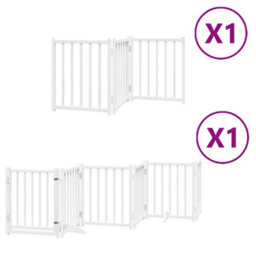 Walplus White Dog Gate With Door Foldable 9 Panels 450 Cm Poplar Wood - thumbnail 2