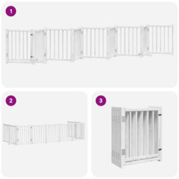 Walplus White Dog Gate With Door Foldable 9 Panels 450 Cm Poplar Wood - thumbnail 6