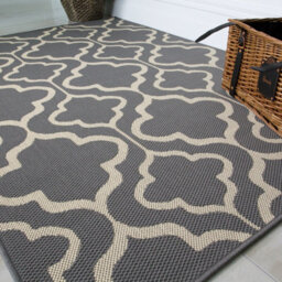 Loomed Grey Trellis Flatweave Indoor Outdoor Rug 160X230Cm - thumbnail 3