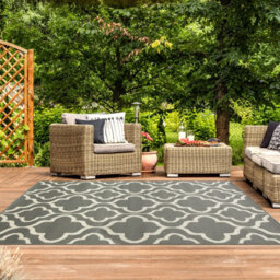 Loomed Grey Trellis Flatweave Indoor Outdoor Rug 160X230Cm - thumbnail 1