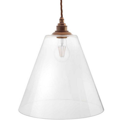 Forster Clear Cone Glass Pendant Light - Old English Brass - Se Home
