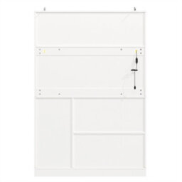 Abrihome Sideboard Storage Cabinet 120X40X188Cm Farmhouse Buffet With Led Lights & Drink Holders, 4 Doors Fluted Glass, White - thumbnail 8
