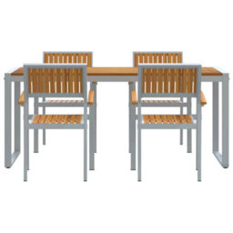 Berkfield Garden Dining Set 5 Pcs Grey And Brown 180 X 90 X 75 Cm - thumbnail 7