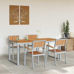 Berkfield Garden Dining Set 5 Pcs Grey And Brown 180 X 90 X 75 Cm - thumbnail 4