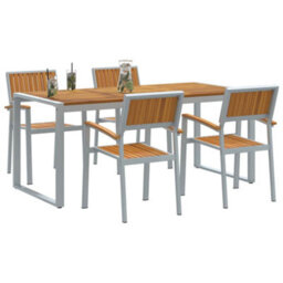 Berkfield Garden Dining Set 5 Pcs Grey And Brown 180 X 90 X 75 Cm - thumbnail 3