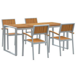 Berkfield Garden Dining Set 5 Pcs Grey And Brown 180 X 90 X 75 Cm - thumbnail 2