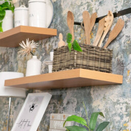Harbour Housewares 80Cm Floating Wall Shelf - Brown - Photo Gallery Bookshelf Wall Shelves For Storage & Display - thumbnail 6