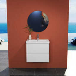 Sline 600mm Wall Mounted Bathroom Vanity Unit With Ceramic Basin,2 Soft Close Drawers For Storage,white,flat Packed - thumbnail 7
