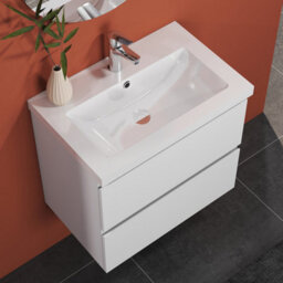 Sline 600mm Wall Mounted Bathroom Vanity Unit With Ceramic Basin,2 Soft Close Drawers For Storage,white,flat Packed - thumbnail 5