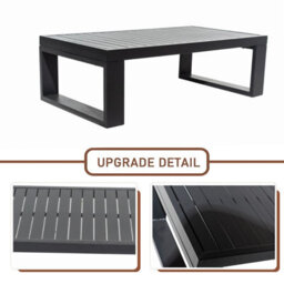 4 Pieces Aluminum Outdoor Patio Sectional Conversation Set With Coffee Table,thick Cushion - 2 Armchair + Loveseat - thumbnail 5