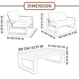 4 Pieces Aluminum Outdoor Patio Sectional Conversation Set With Coffee Table,thick Cushion - 2 Armchair + Loveseat - thumbnail 2