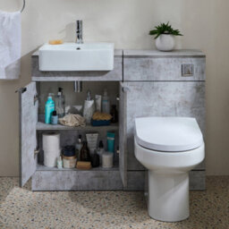 Homestylestore 1050mm Concrete Grey Bathroom Combination Vanity Toilet Wc Unit With Chrome Finger Pull Handle - thumbnail 1