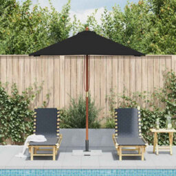 Walplus Garden Parasol With Wooden Pole Black 150X200 Cm - thumbnail 3