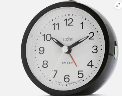 Acctim Elana Non-Ticking Analogue Alarm Clock Black