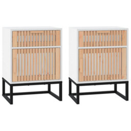 Berkfield Durable Bedside Cabinets 2 Pcs White 40X30X55.5 Cm Engineered Wood&iron - thumbnail 1