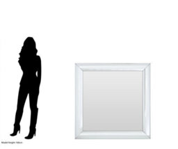 Orsina Thick Silver Frame Small Square Wall Mirror, Bold Wall Mirror With Bevelled Corners, Modern Wall Mirror - thumbnail 4