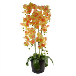 Leaf 110Cm Large Yellow Peach Orchid Plant Artifcial 41 Real Touch Flowers