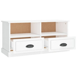 Berkfield Durable Tv Cabinet High Gloss White 93X35.5X45 Cm Engineered Wood - thumbnail 8