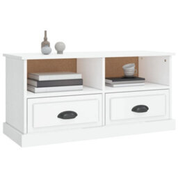 Berkfield Durable Tv Cabinet High Gloss White 93X35.5X45 Cm Engineered Wood - thumbnail 4