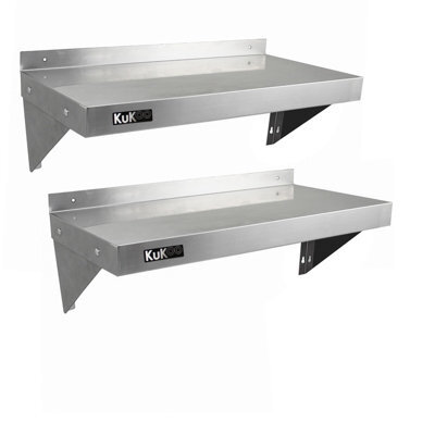 MonsterShop 2Xkukoo Commercial Stainless Steel Shelves Kitchen Wall Shelf Catering Corrosion Resistant & Free Microfiber Cloths 1400mmx300mm - image 1