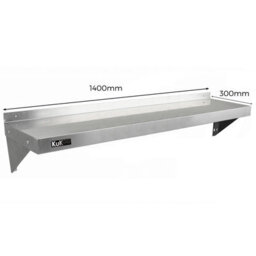 MonsterShop 2Xkukoo Commercial Stainless Steel Shelves Kitchen Wall Shelf Catering Corrosion Resistant & Free Microfiber Cloths 1400mmx300mm - thumbnail 3