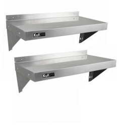 MonsterShop 2Xkukoo Commercial Stainless Steel Shelves Kitchen Wall Shelf Catering Corrosion Resistant & Free Microfiber Cloths 1400mmx300mm - thumbnail 1