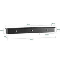 Sobuy Frg43-L-Sch,floating Shelf Wall Storage Unit With 3 Drawers,black, W94 X D15 X H10Cm - thumbnail 3