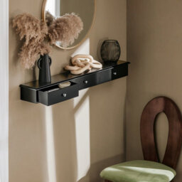 Sobuy Frg43-L-Sch,floating Shelf Wall Storage Unit With 3 Drawers,black, W94 X D15 X H10Cm - thumbnail 5