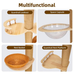 Style A To Ceiling Cat Tree 240-280Cm, Full Sisal Wrapped Scratching Post For Cats - thumbnail 6