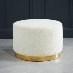 LPD Lara Large Pouffe - White Bouclé Elegance With Chic Gold Frame W 60 X L 0 X H 40 Cm - thumbnail 2