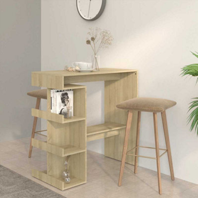 Walplus Bar Table With Storage Rack Sonoma Oak 100X50X101.5 Cm Engineered Wood - image 1