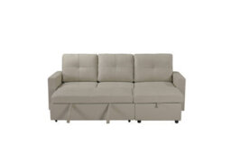 Eco Living Milano 3 Seater L Shape Pullout Sofa Bed With Deep Storage Compartment & Reversible Chaise - Beige - thumbnail 2