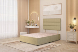 Somnior Beds Somnior Chambery Linen Fabric 5Ft King Divan Bed Base With Upholstered Headboard Beige - thumbnail 3