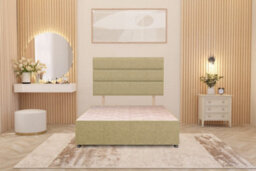 Somnior Beds Somnior Chambery Linen Fabric 5Ft King Divan Bed Base With Upholstered Headboard Beige - thumbnail 2