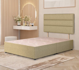 Somnior Beds Somnior Chambery Linen Fabric 5Ft King Divan Bed Base With Upholstered Headboard Beige