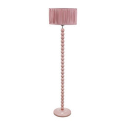 Valuelights Bobbins Painted Rose Floor Lamp With Ruched Pleated Blush Pink Drum Shade And Led Bulb - thumbnail 2