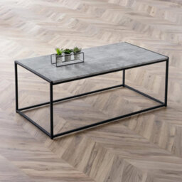 Oakham Harstad Concrete Coffee Table In Concrete And Black - thumbnail 3