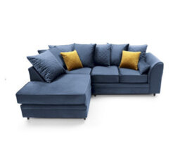 Abakus Direct Chicago Velvet Left Facing Corner Sofa In Dark Blue - thumbnail 4
