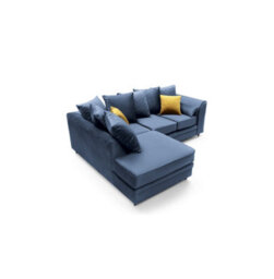 Abakus Direct Chicago Velvet Left Facing Corner Sofa In Dark Blue - thumbnail 5