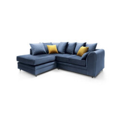 Abakus Direct Chicago Velvet Left Facing Corner Sofa In Dark Blue - thumbnail 2