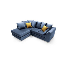 Abakus Direct Chicago Velvet Left Facing Corner Sofa In Dark Blue - thumbnail 3
