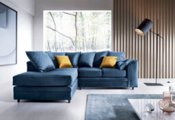 Abakus Direct Chicago Velvet Left Facing Corner Sofa In Dark Blue - thumbnail 9