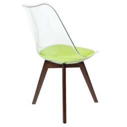 Fusion Living Soho Clear And Green Plastic Dining Chair With Squared Dark Wood Legs - thumbnail 5