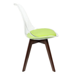Fusion Living Soho Clear And Green Plastic Dining Chair With Squared Dark Wood Legs - thumbnail 6