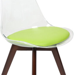 Fusion Living Soho Clear And Green Plastic Dining Chair With Squared Dark Wood Legs - thumbnail 3