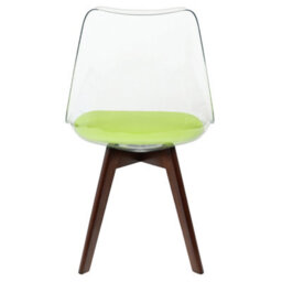 Fusion Living Soho Clear And Green Plastic Dining Chair With Squared Dark Wood Legs - thumbnail 4