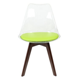 Fusion Living Soho Clear And Green Plastic Dining Chair With Squared Dark Wood Legs - thumbnail 7