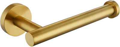 Toilet Paper Holder Brushed Gold, Stainless Steel Round Tp Hanger, Modern Bathroom Lavatory Tissue Roll Storage - image 1